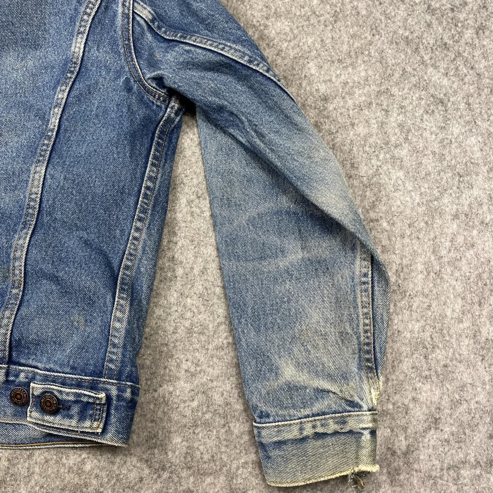 Vintage‎ Levis Denim Jacket 38 80s Trucker Type III Red Batwing Distressed USA
